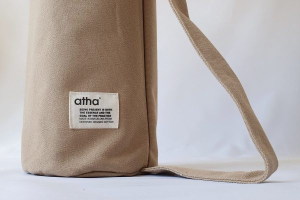 Bolsa de esterilla de yoga beige hecha en Barcelona de algodón orgánico